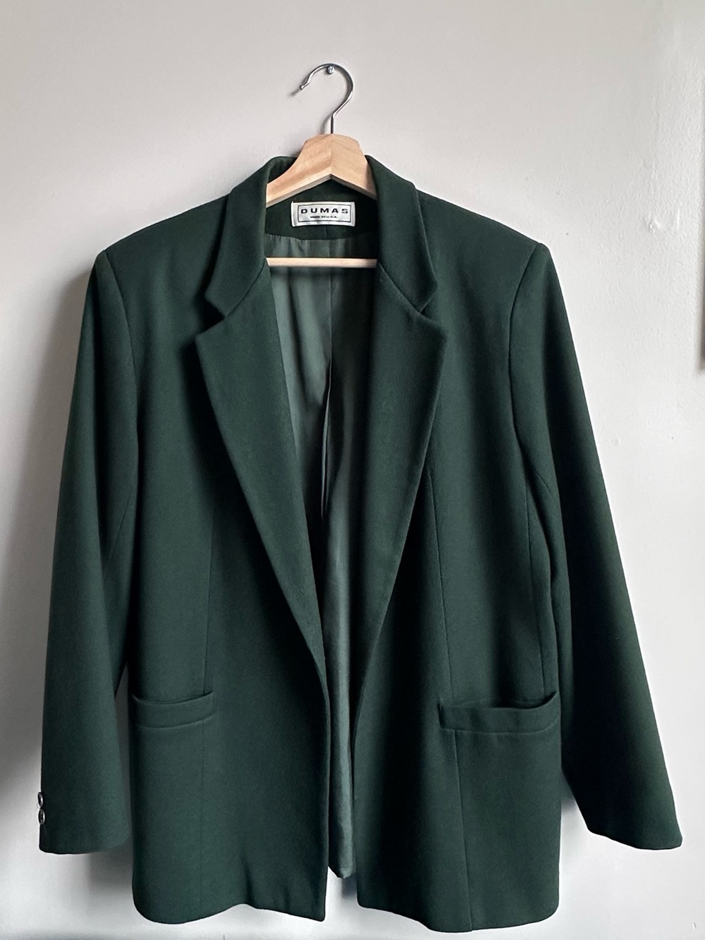 Vintage Dumas 100% Wool Dark Green Blazer